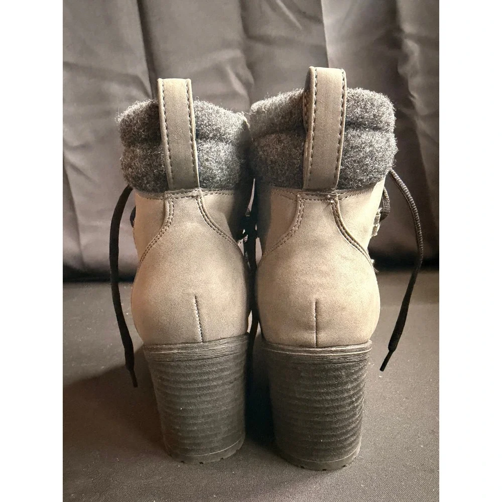 Sonoma Goods For Life Sugarglider Tan Grey Lace Up Block Heel Ankle Boot Women 8